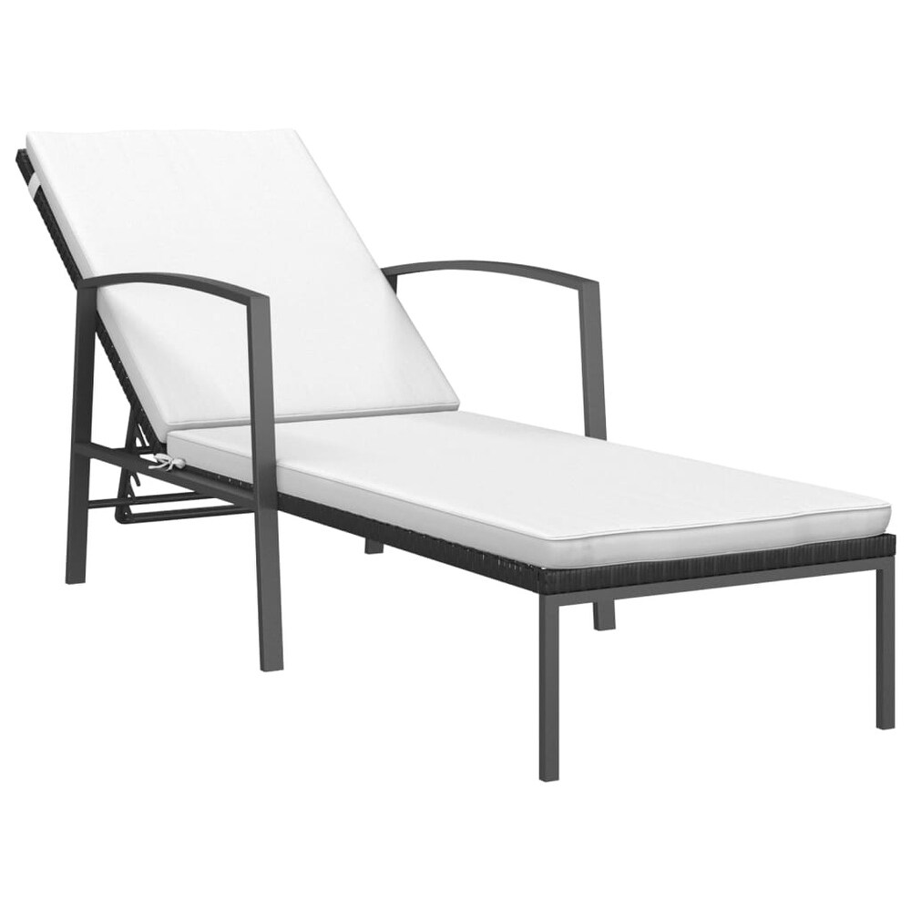 vidaXL Patio Lounge Chair Sunbed Outdoor Sunlounger with Cushion Poly Rattan   76.8\