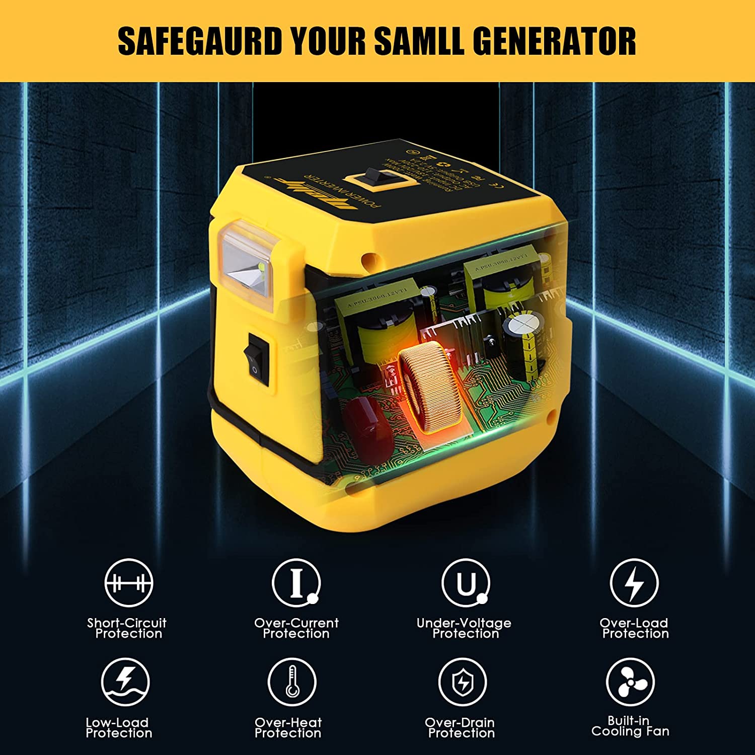 200W Power Inverter for Dewalt 20V MAX Battery with 1 AC Outlet 2 USB Ports LED Light Outdoor Generator (Tool ONLY)