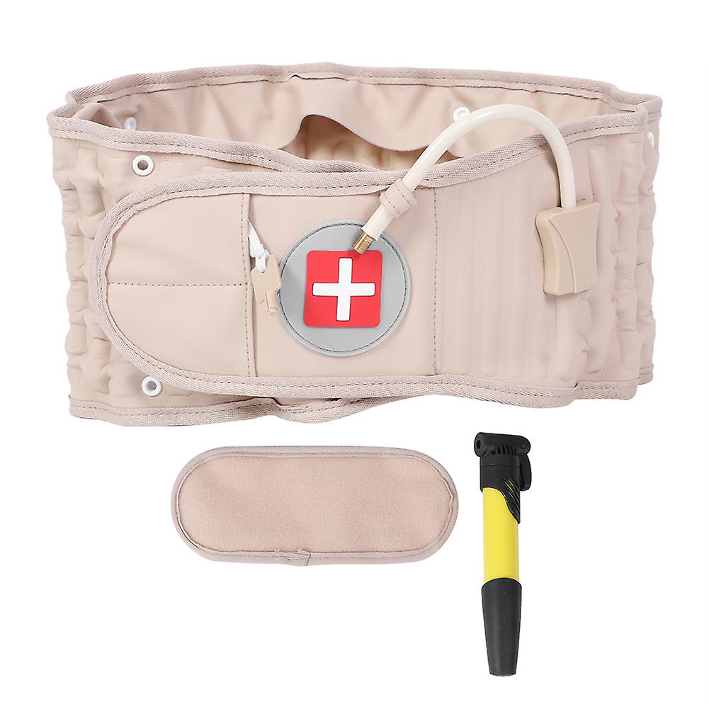 Lumbar Inflatable Traction Belt Support Back Pain Strain Relief Waist Belts Massagerbeige One Size