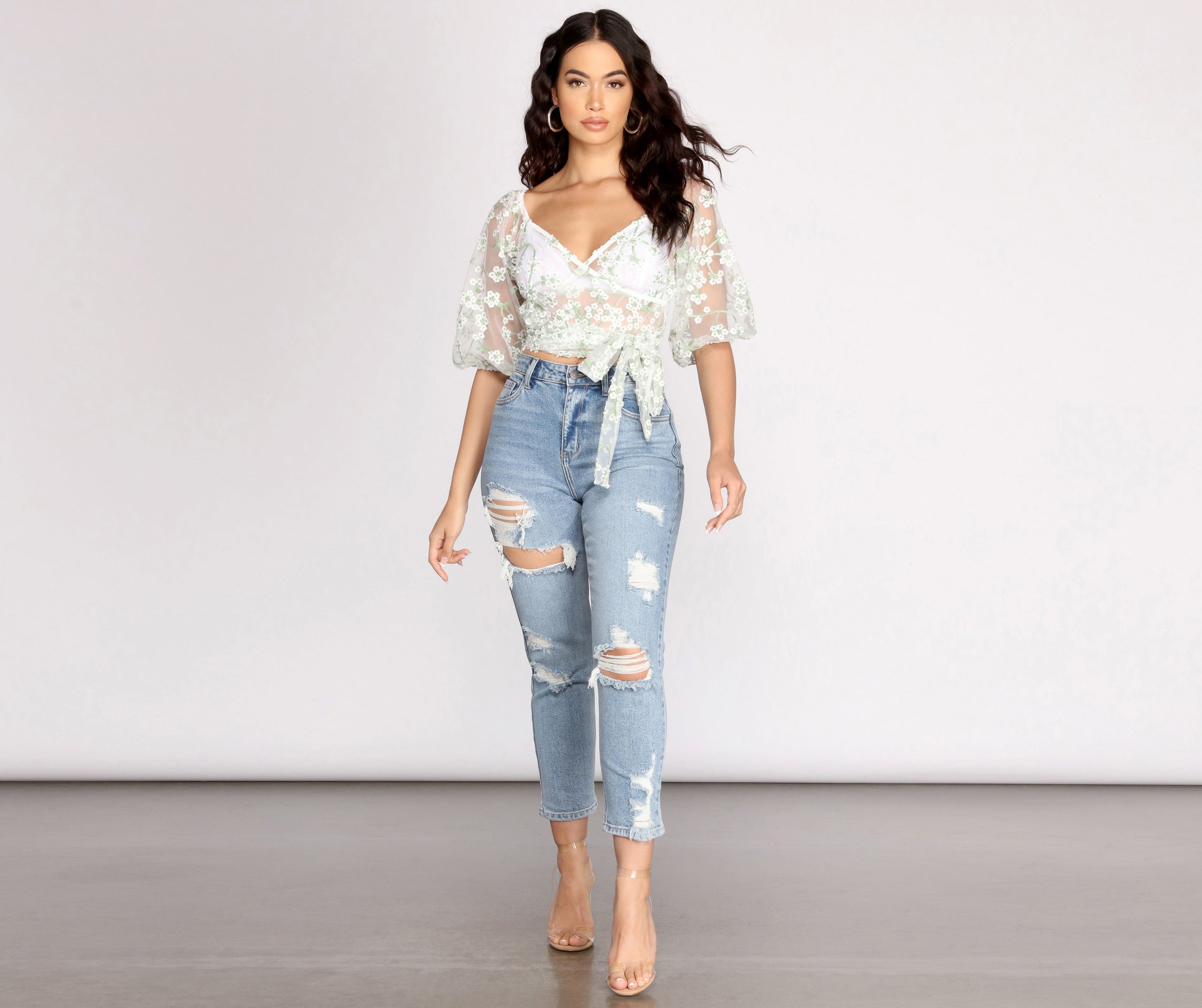 Effortlessly Embroidered Floral Crop Top