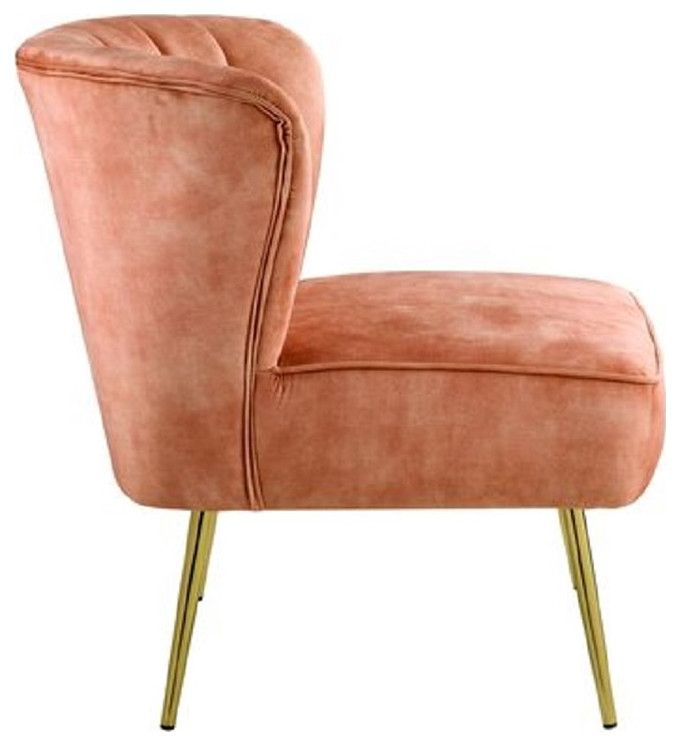 Accent Chair with Curved Tufted Back Orange and Gold   Midcentury   Armchairs And Accent Chairs   by Homesquare  Houzz