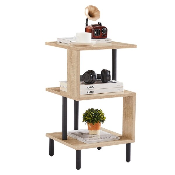 3-Tier Side Table Tall End Table with Storage Rack