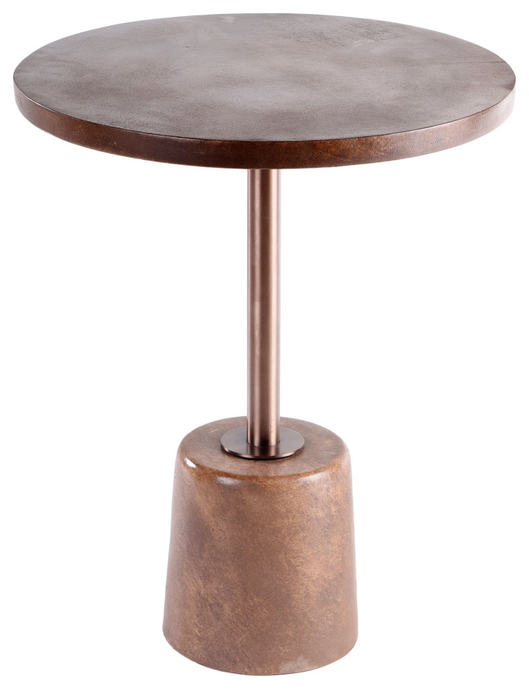 Lowell Side Table Brown Cement Side Table With Gold Metal and WeigHed Base   Contemporary   Side Tables And End Tables   by StyleCraft  Houzz