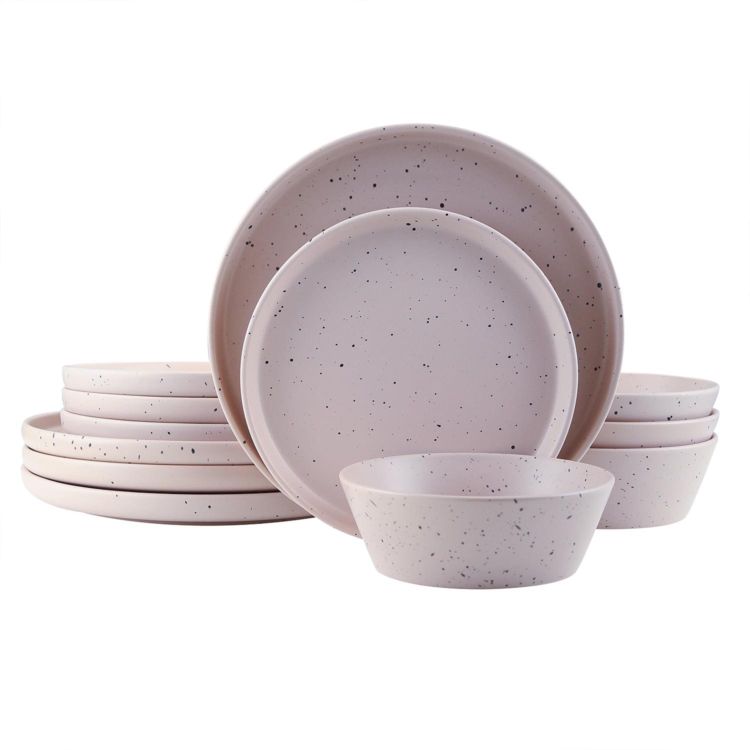 Stone Lain Jessica Stoneware 12-Piece Round Dinnerware Set， Taupe