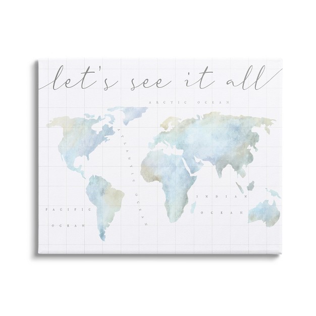 Stupell Industries Let x27 s See It All World Map Gallery Wrapped Canvas Wall Art