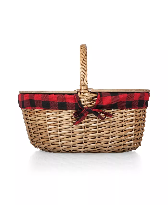 Picnic Time Country Red and Black Buffalo Plaid Picnic Basket