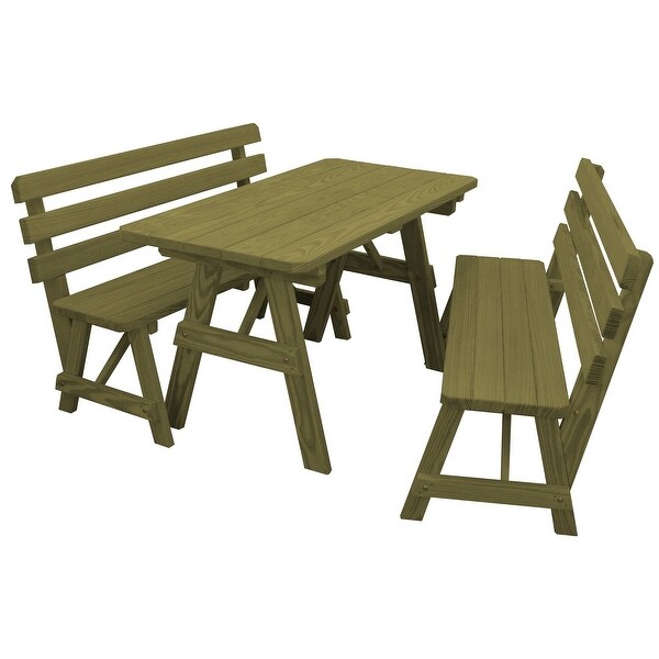 Pine 5' Picnic Table with 2 Backed Benches