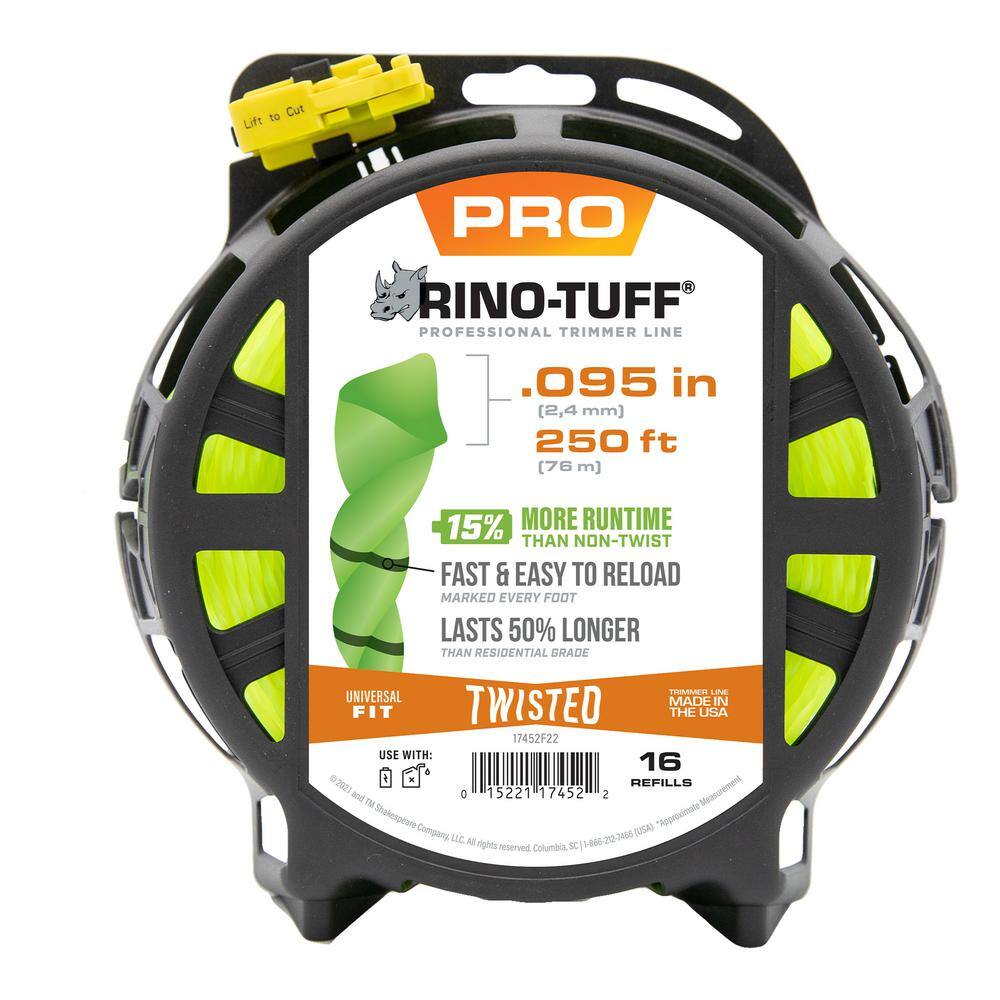 Rino-Tuff Universal Fit .095 in. x 250 ft. Pro Twisted Line for Gas and Select Cordless String Grass TrimmerLawn Edger 17452