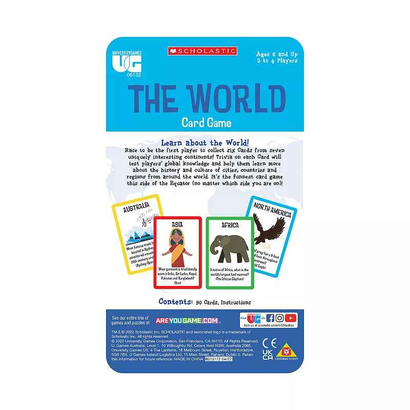 University Games Scholastic The World Card Game Tin