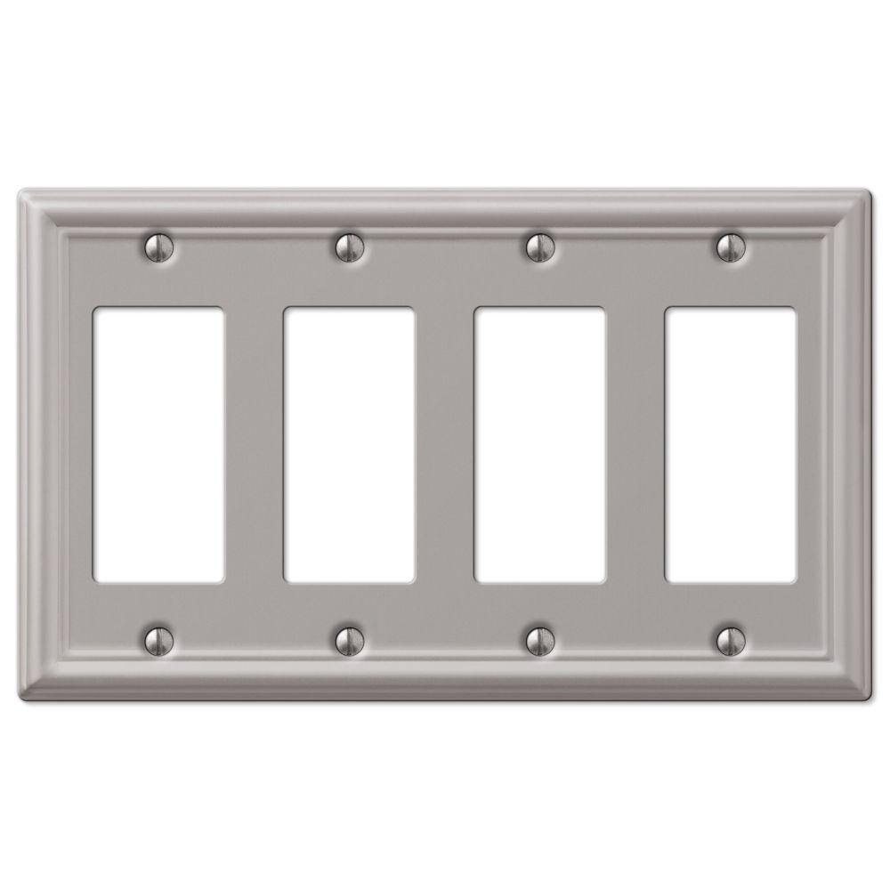 AMERELLE Ascher 4 Gang Rocker Steel Wall Plate - Brushed Nickel 149R4BN