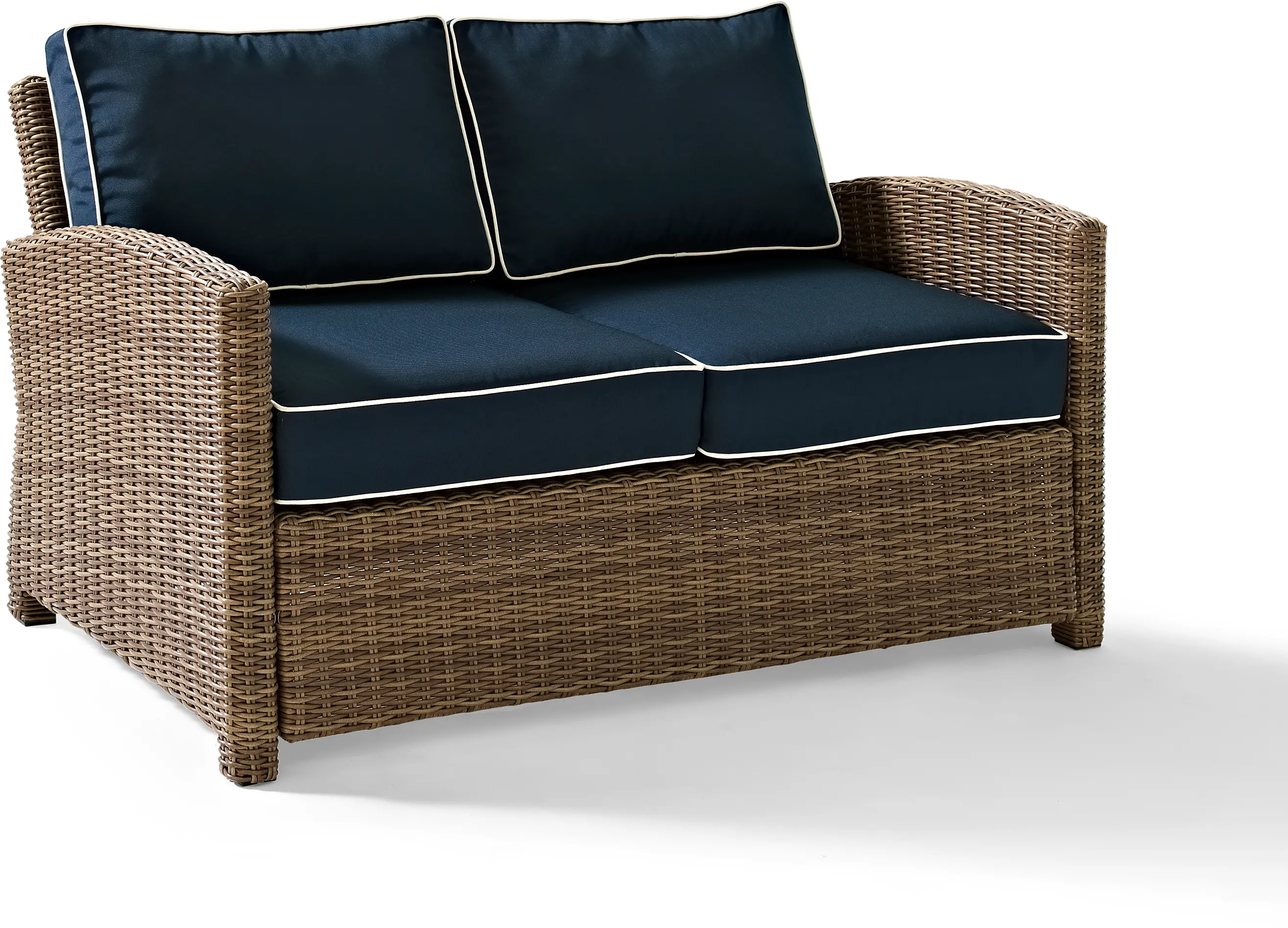 Bradenton Navy and Wicker Patio Loveseat