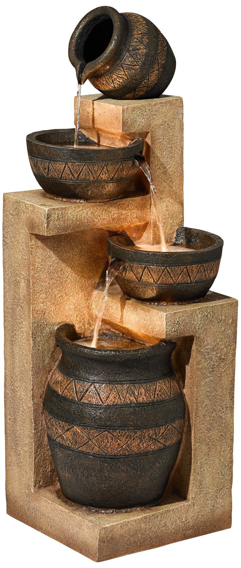 John Timberland Rustic Outdoor Floor Water Fountain with Light LED 46