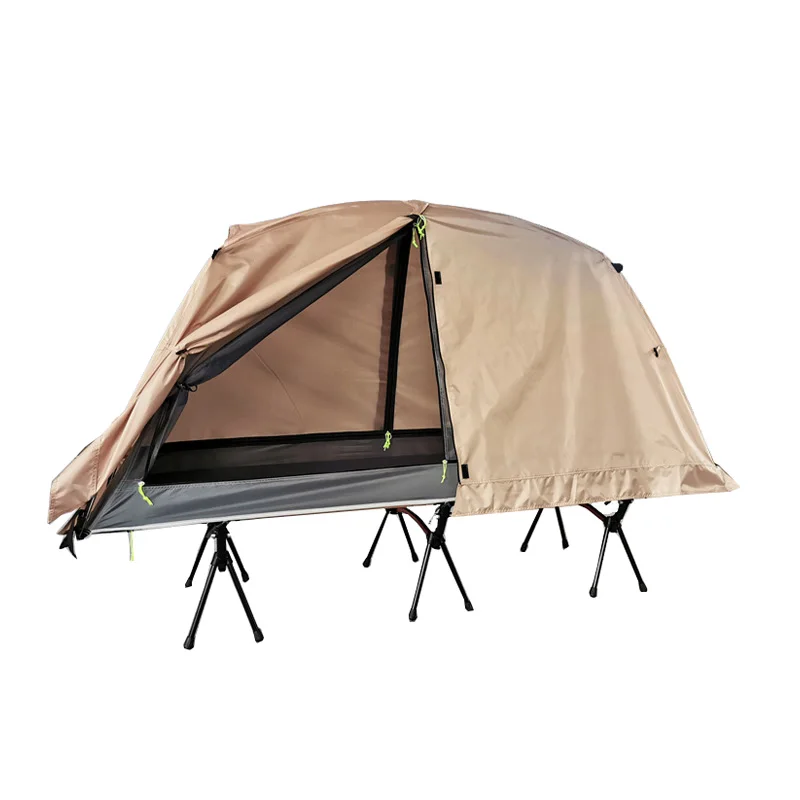 deluxe portable backpack single 1 person outdoor sleeping folding bed waterproof beige camping cot tent