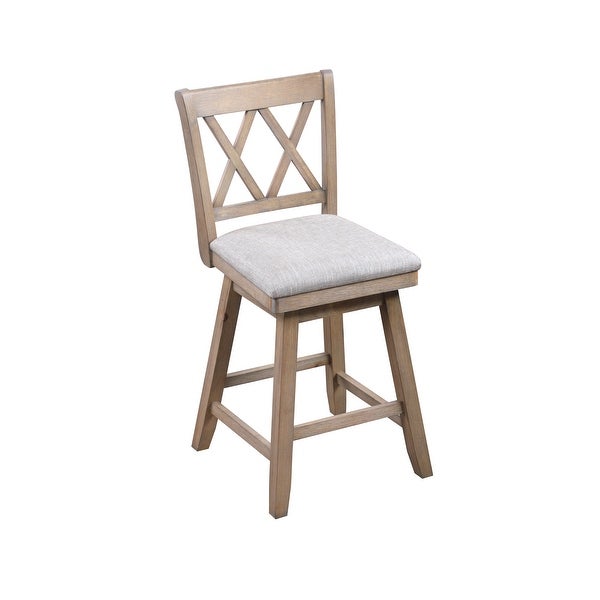 Wooden Linen Swivel Bar Counter Stool