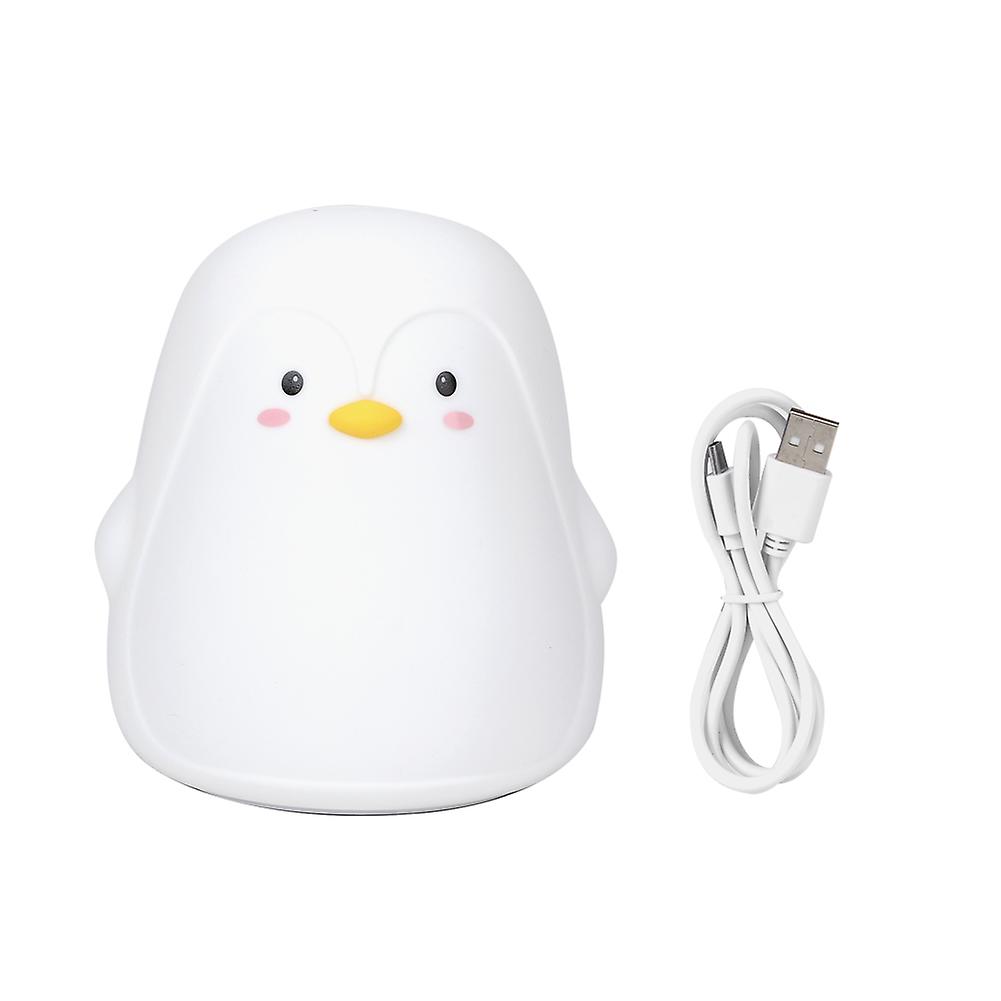 Silicone Colorful Cute Penguin Usb Charging Led Night Light Lamp For Bedroom Bedsidewhite