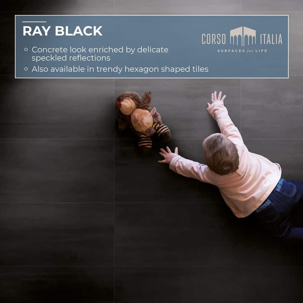 Corso Italia Ray Black 12 in. x 24 in. Porcelain Floor and Wall Tile (15.50 sq. ft.Case) 610010002822