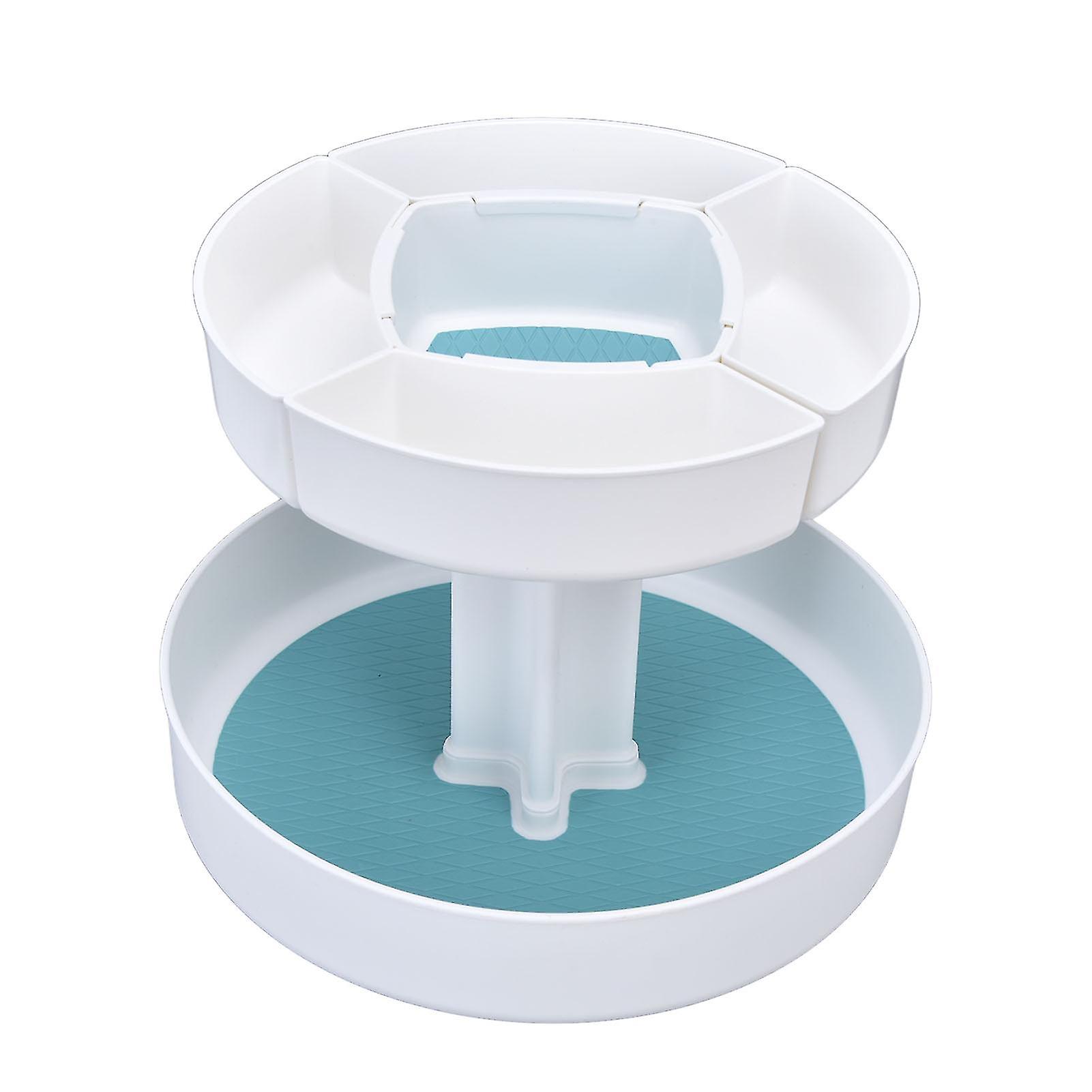 360 Degree Rotating Makeup Box Double Layer Antiskid Plastic Circular Turntable Rotating Seasoning Rack