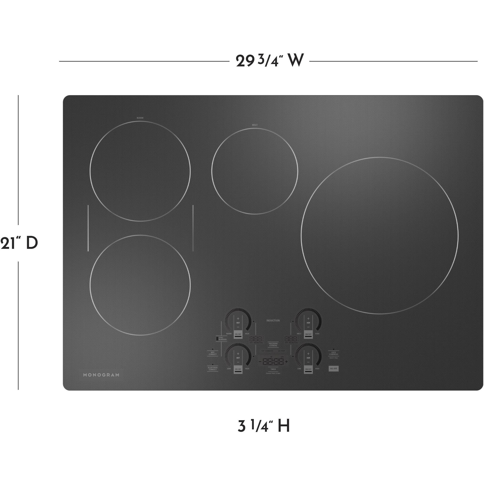 Monogram 30-inch Built-In Induction Cooktop with Wi-Fi Connect ZHU30RDTBB