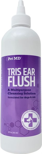 Pet MD Tris Flush Dog and Cat Ear Cleaner， 12-oz bottle