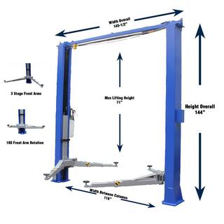 TUXEDO Bi-Symmetric 2 Post Car Lift Direct Drive 3 Stage Single Point 11000 lbs. TP11KC-DX