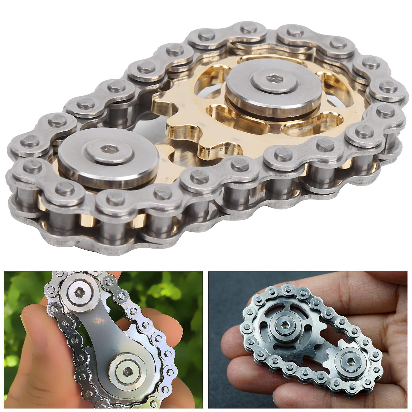 Stainless Steel Sprockets Gyroscope Finger Toy Gear Chain Decompression Toys Gold Plating