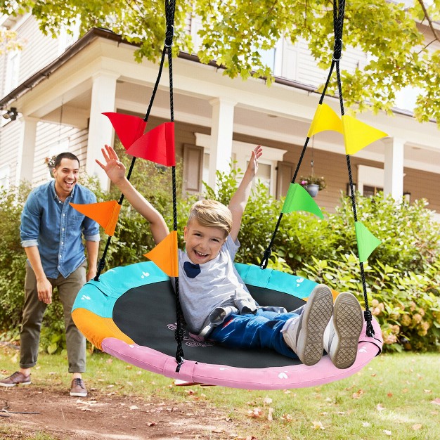 Costway 40 x27 x27 Flying Saucer Tree Swing Indoor Outdoor Swing Play Set W hanging Strap Horse