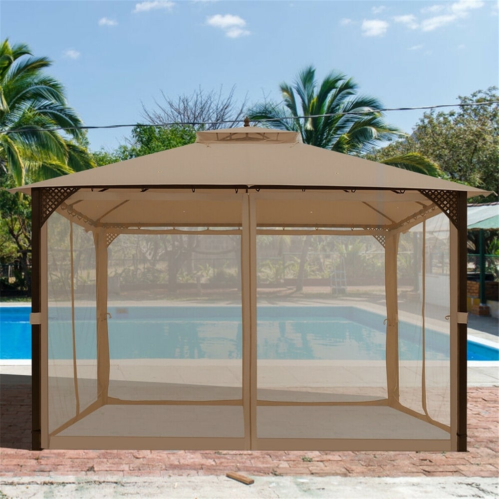 12 x 10 Ft Outdoor Double Top Patio Gazebo