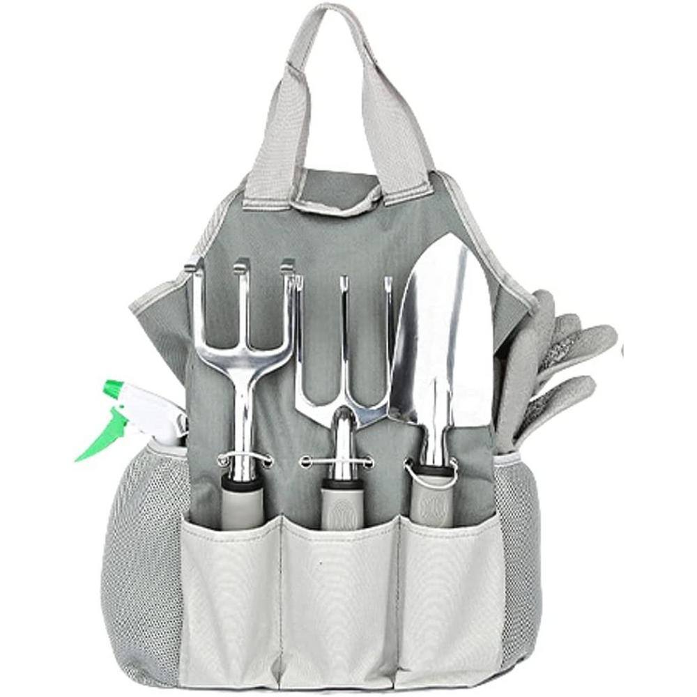 9-Piece Stainless Steel Heavy-Duty Aluminum Hand Tool Kit (Silver) Garden Tool Set B09D7YTS87