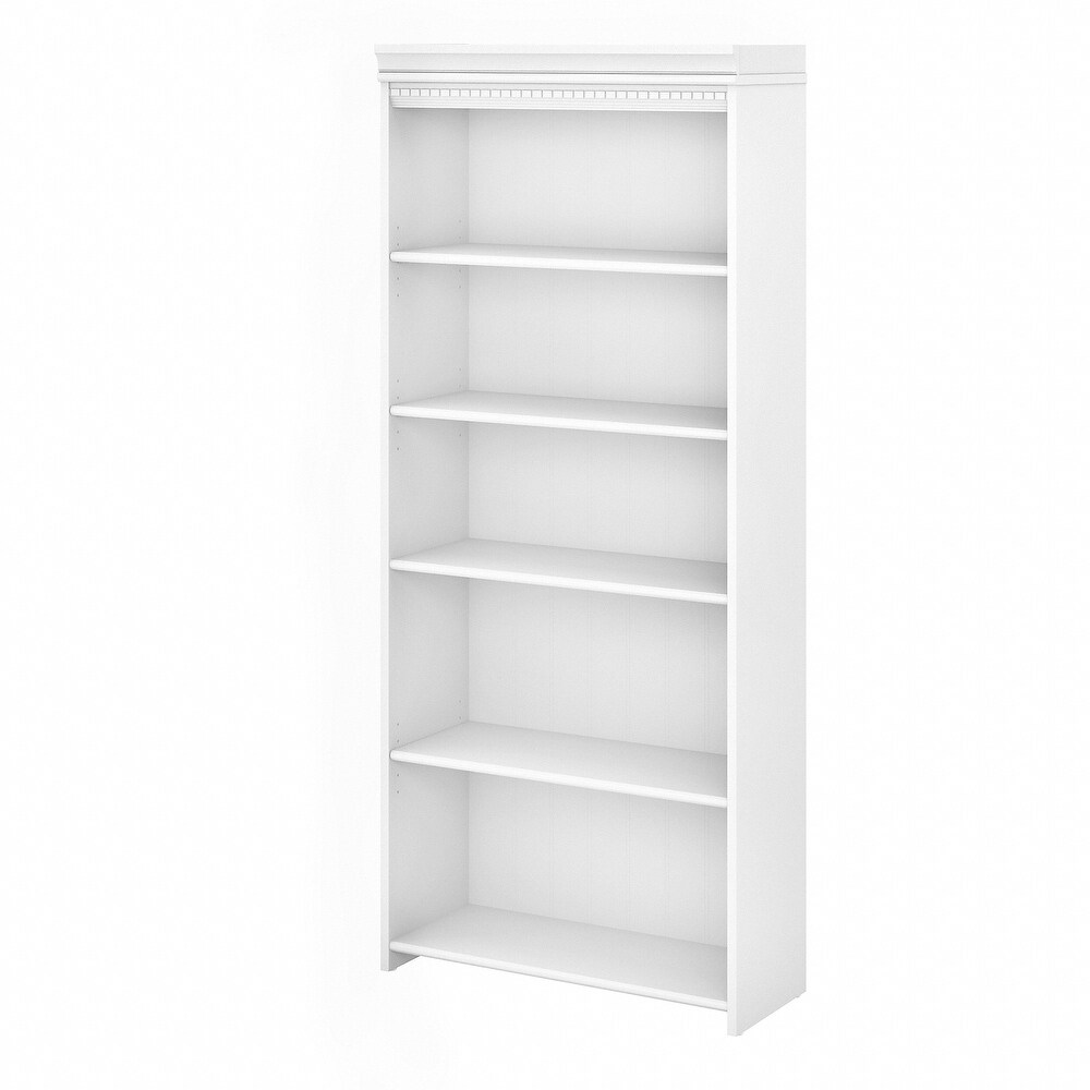 Fairview Antique White 5 shelf Bookcase   Antique