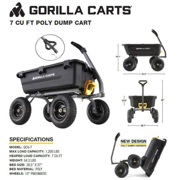 GORILLA CARTS 7 cu. ft. Poly Yard Dump Cart GCG-7