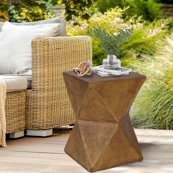 Outdoor 12inch Geometric Concrete Accent Table