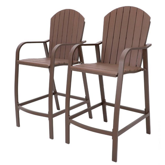 2pc Outdoor Counter Height Bar Stools Brown Crestlive Products