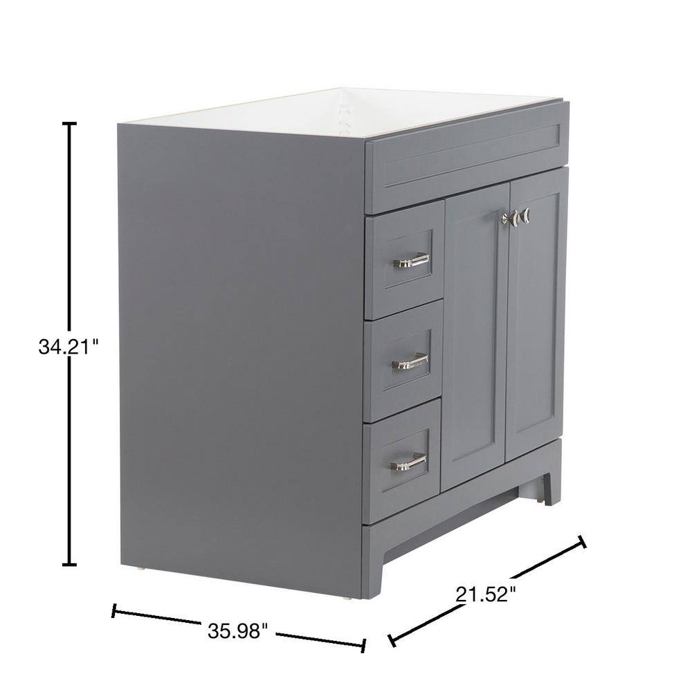 Home Decorators Collection Thornbriar 36 in. W x 21.52 in. D x 34.2 in. H Bath Vanity Cabinet Only in Cement TB3621L-CT