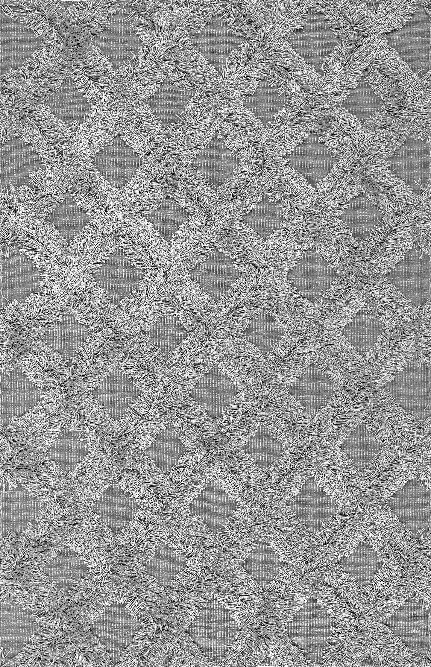 nuLOOM Francene Diamond Trellis Shag Area Rug, 4' x 6', Silver