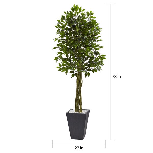 Nearly Natural Grey 6.5foot Ficus Tree Indoor or Outdoor Planter