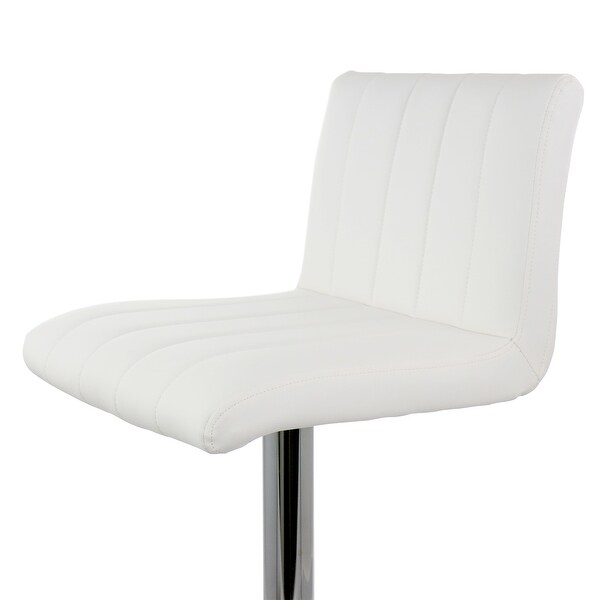 Elama Tufted Faux Leather Modern Bar Stool White Adjustable Swivel Base Set of 2