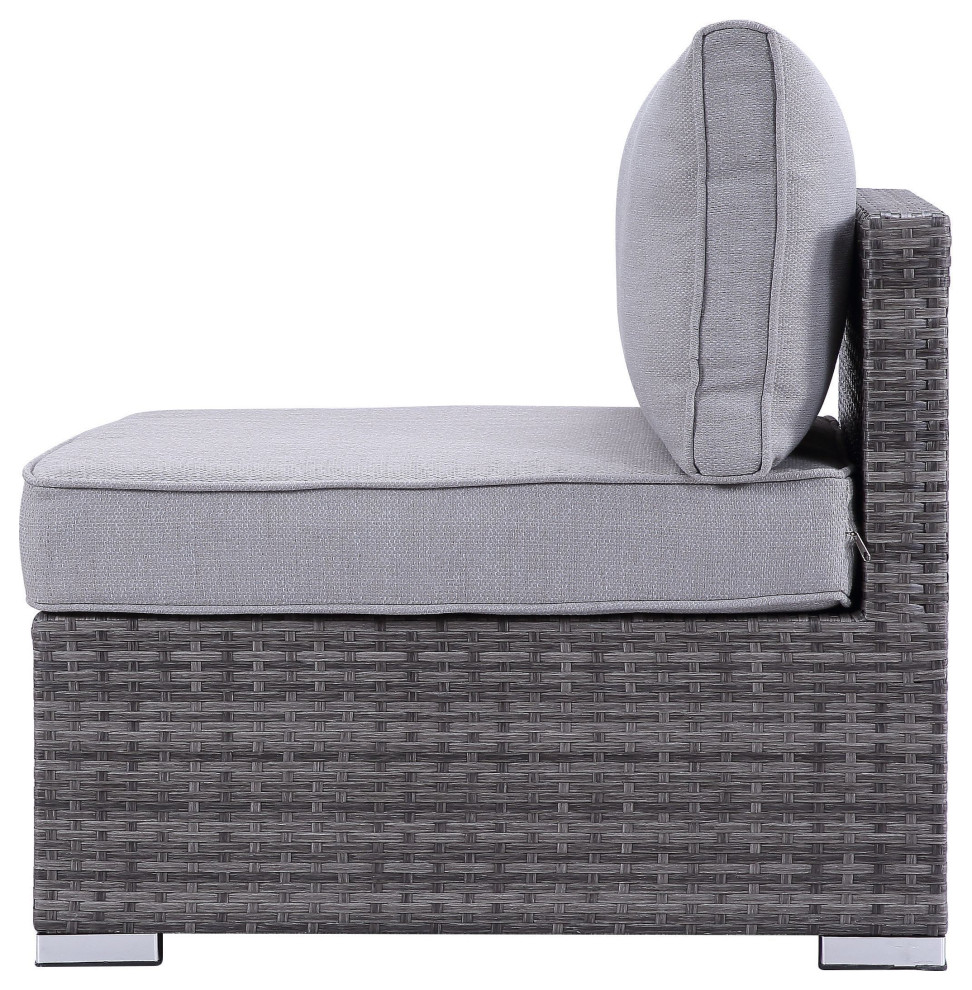 ACME Sheffield 4PC Pack Patio Sofa Set in Gray Fabric  ampGray Finish   Tropical   Outdoor Lounge Sets   by Acme Furniture  Houzz