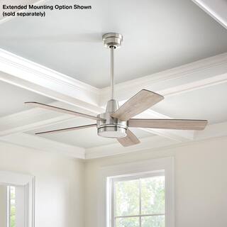 Hampton Bay Fanelee 54 in. White Color Changing LED Brushed Nickel Smart Ceiling Fan with Light Kit and Remote Powered by Hubspace 52133