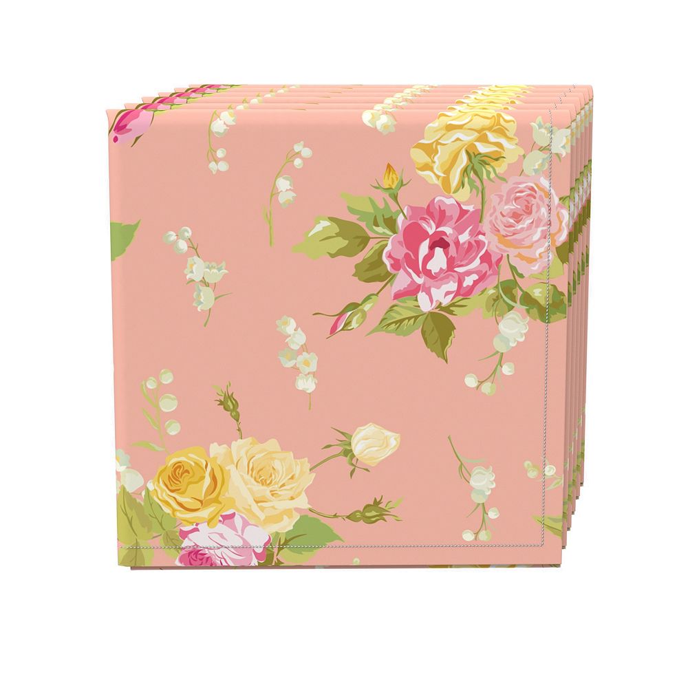 Napkin Set， 100% Polyester， Set of 4， 18x18， Simple Floral Bouquet