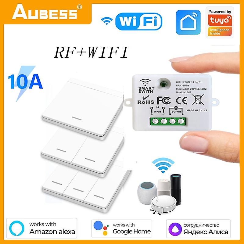 Wifi Mini Switch Tuya Smart Life App Push Button Light Switch Rf 433mhz Wall Panel Diy Relay