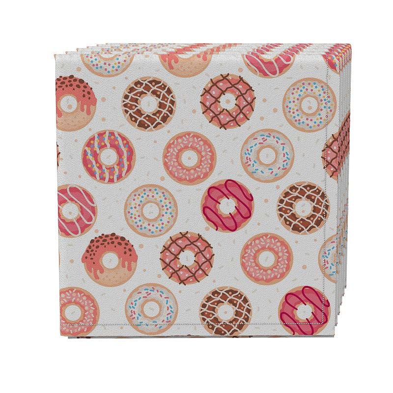 Napkin Set of 4， 100% Cotton， 20x20， Glazed Pink Donuts