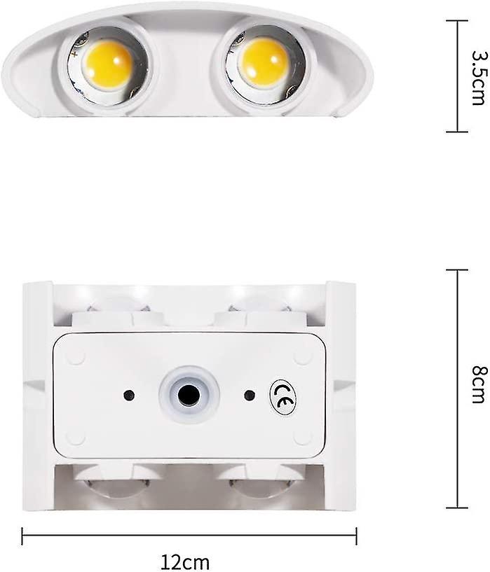 12W 4LEDs Wall Light Outdoor/Indoor Waterproof IP65， Warm White 2800K， Modern Design Up and Down， Ma