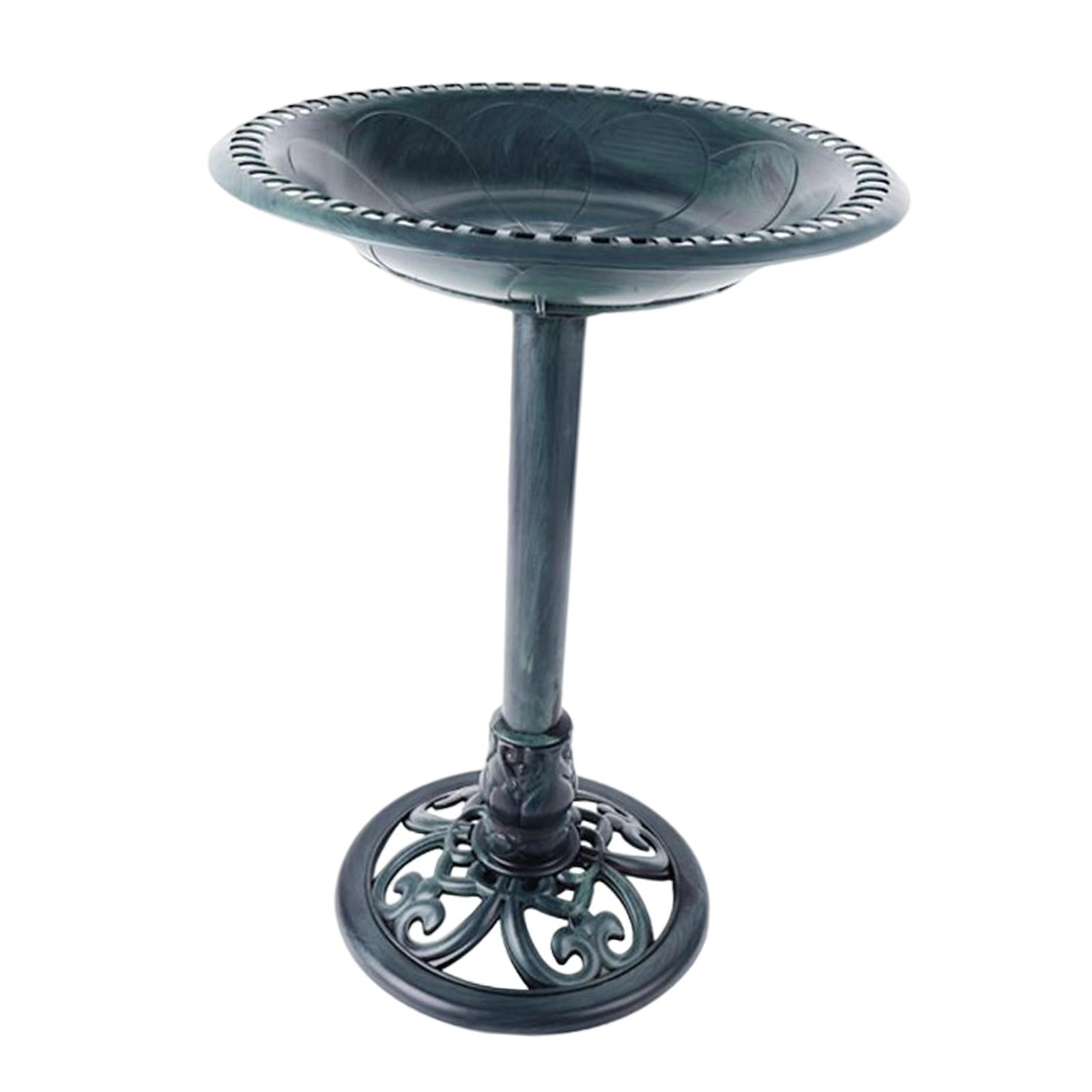 Outdoor Bird Bath Antique Style Flower Design Lightweight Weather Resistant Standing Birdbaths for Patio Lawn Balcony Courtyard Ornament Green