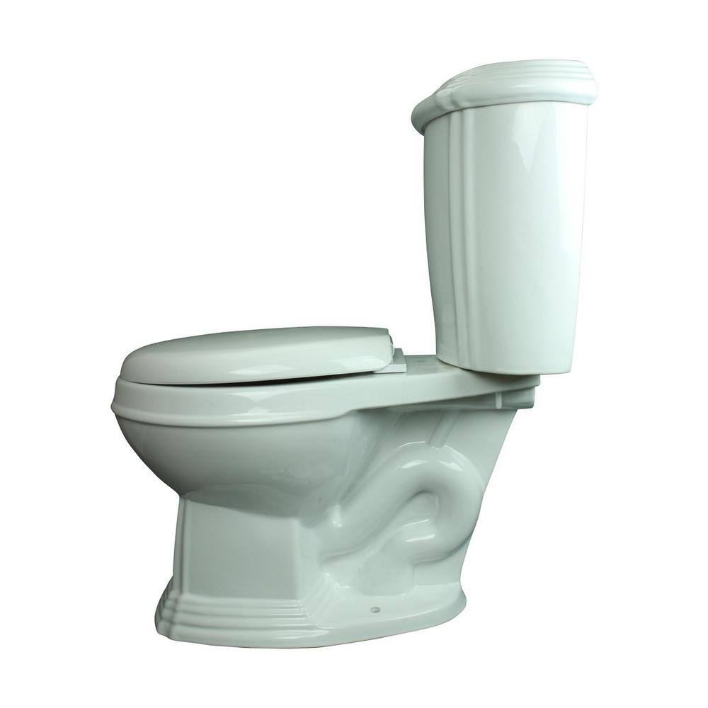 RENOVATORS SUPPLY MANUFACTURING Sheffield 2-Piece 0.8 GPF1.6 GPF WaterSense Dual Flush Round Toilet in White with Slow Close Seat 13752