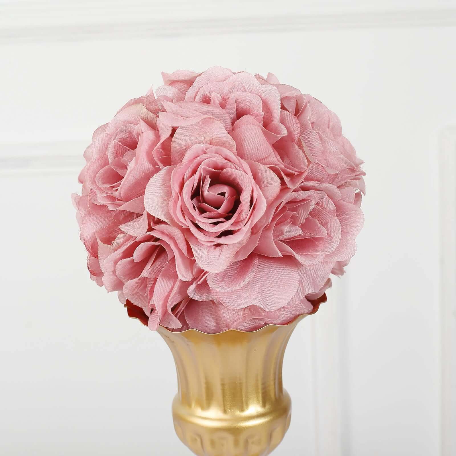 2 Pack Mauve Artificial Silk Rose Kissing Ball, Faux Flower Ball 7