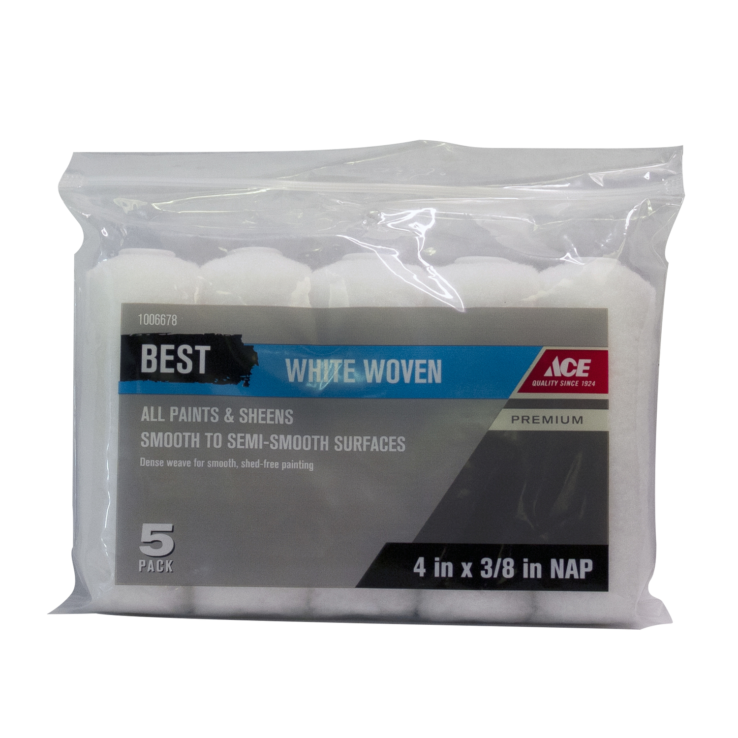 Ace Best Woven Fabric 4 in. W X 3/8 in. Mini Paint Roller Cover 5 pk