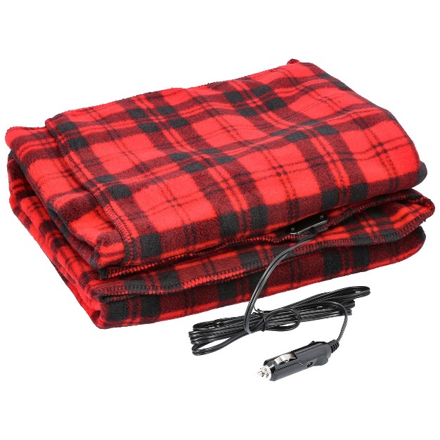 Fleming Supply 12v Heated Car Blanket Red black