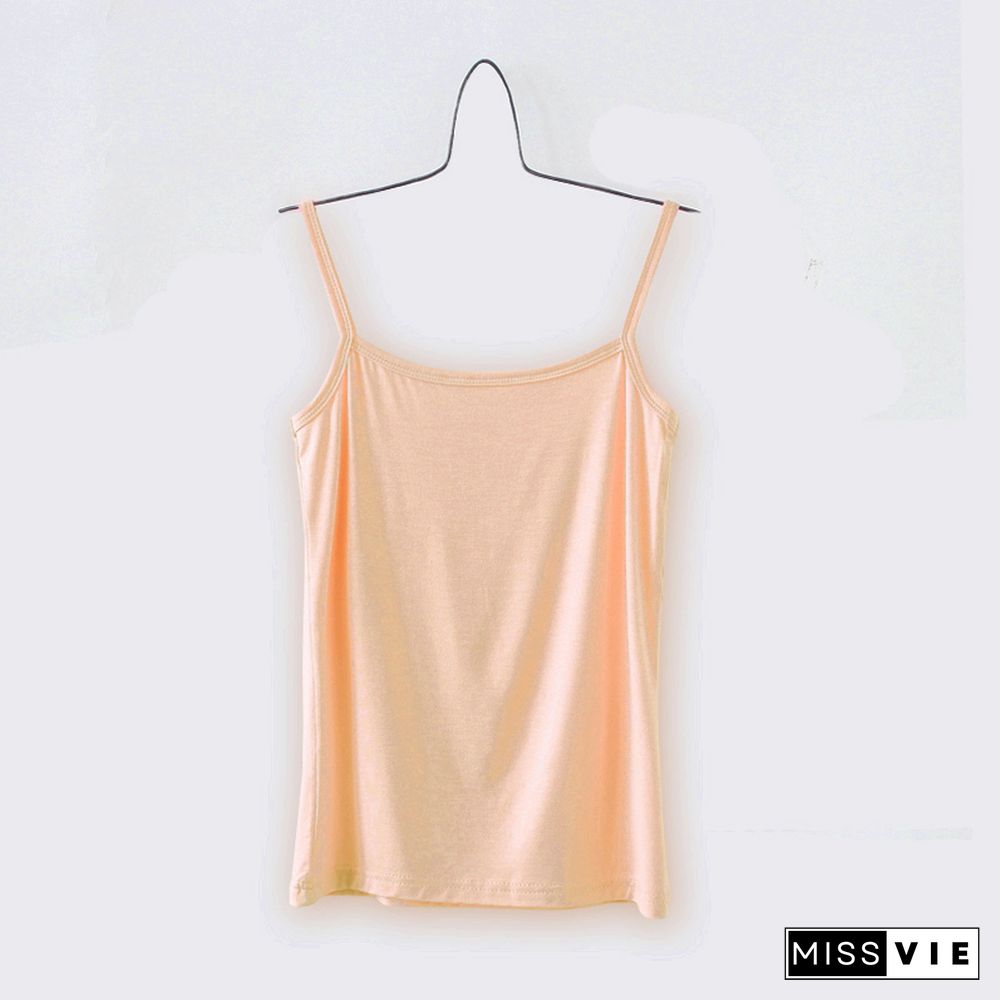 Tank Top Women Summer Casual Camisoles Women's Tops T-Shirt Spaghetti Strap Cropped Vest Female Camis Fashion Synthetic Cotton