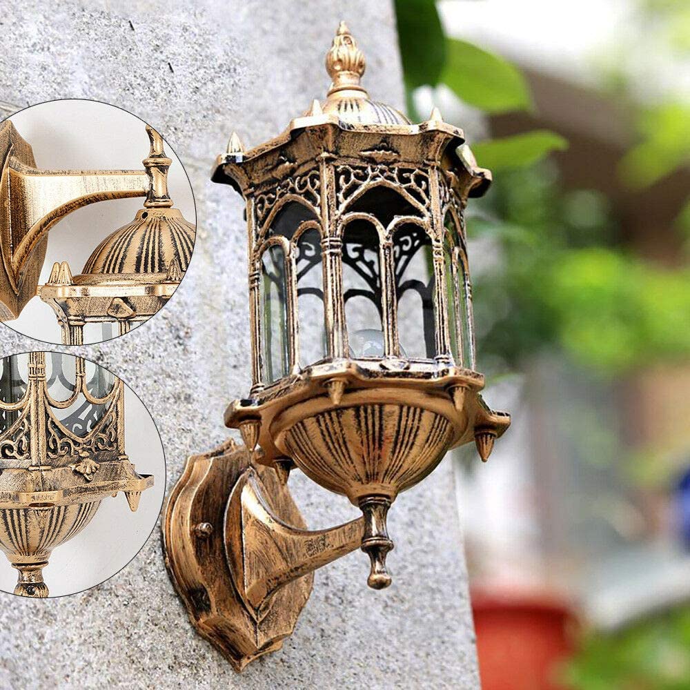 TFCFL Antique Wall Lamp Aluminum Glass Lantern Wall Light Garden Outdoor Sconce Lamp