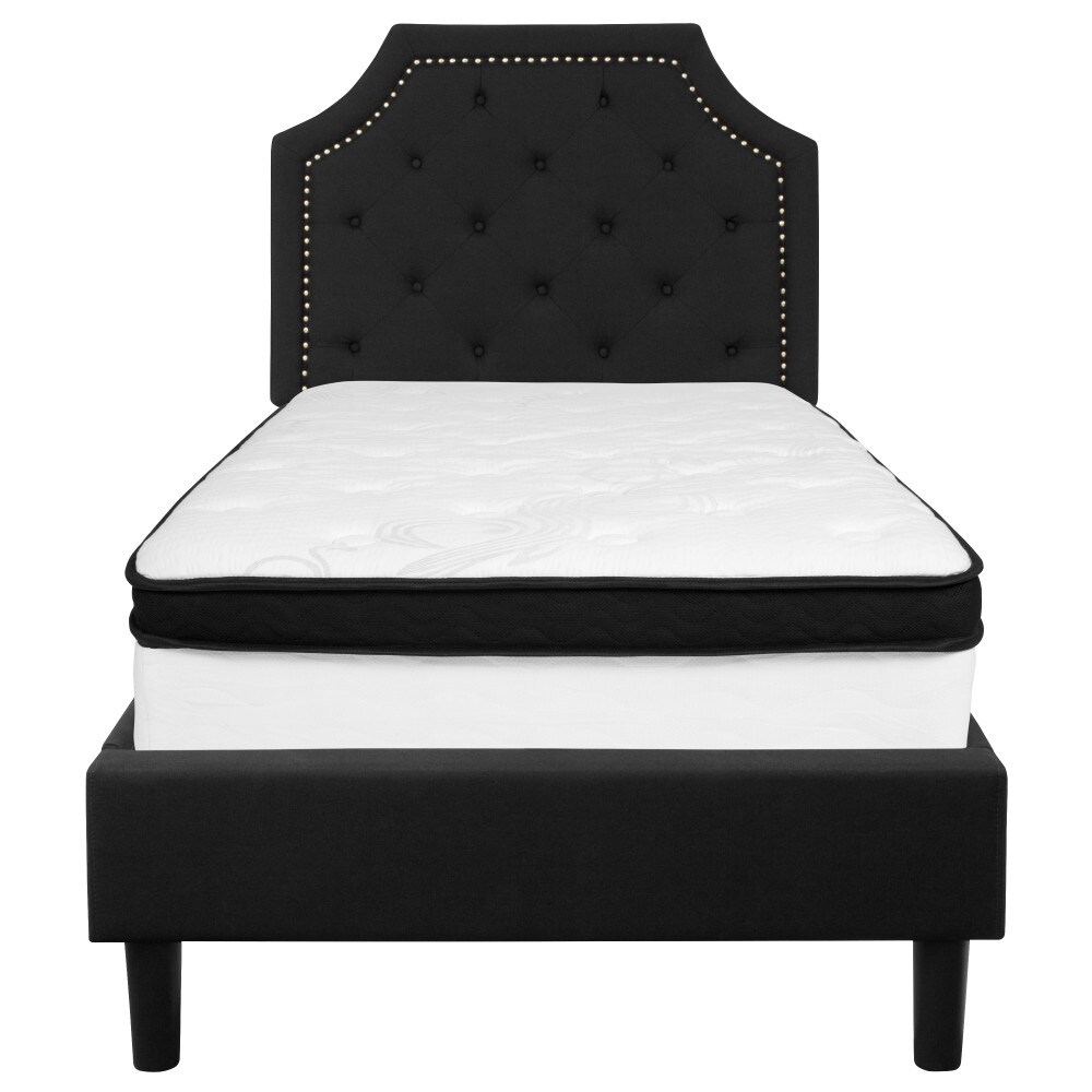 Arched Tufted Platform Bed and Memory Foam Pocket Spring Mattress